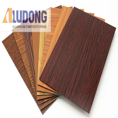 OEM Custom 1220*2440mm ACM Panel PE PVDF Coating, Wood Grain Option, για οροφές και εσωτερική διακόσμηση